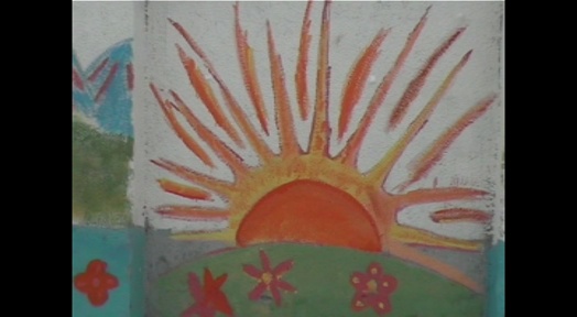 Beslan 2004 - le dessin des enfants sur le mur de l'école